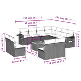 vidaXL 12-piece Garden Sofa Set with Cushions Black Poly Rattan