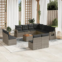 vidaXL 12-delige Loungeset met kussens poly rattan zwart