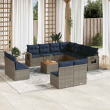 vidaXL 12-piece Garden Sofa Set with Cushions Black Poly Rattan