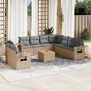 vidaXL 10-delige Loungeset met kussens poly rattan zwart