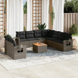 vidaXL 10-delige Loungeset met kussens poly rattan zwart