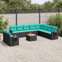vidaXL 11-Piece Garden Lounge Set with Cushions, Black Poly Rattan