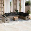 vidaXL 11-delige Loungeset met kussens poly rattan zwart