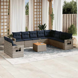 vidaXL 11-Piece Garden Lounge Set with Cushions, Black Poly Rattan