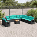 vidaXL 12-piece Garden Lounge Set with Cushions Black Poly Rattan