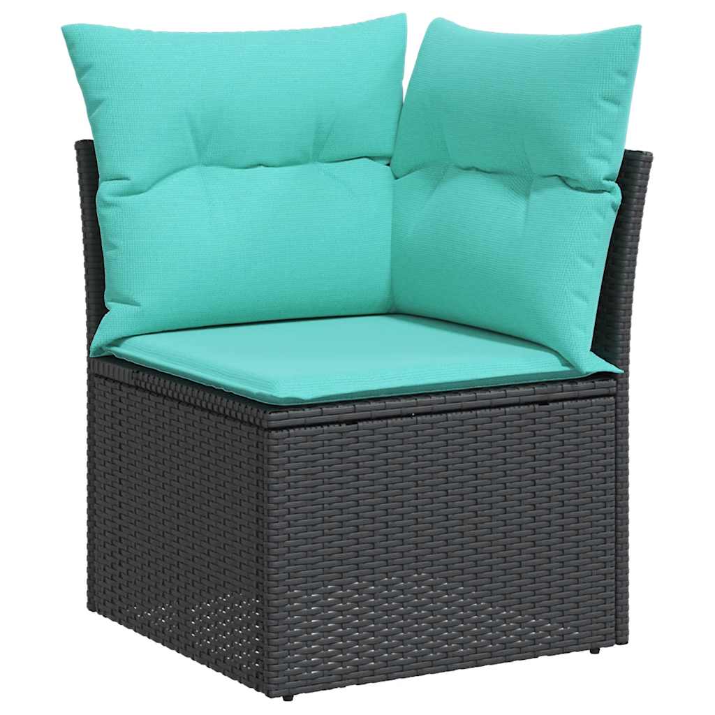 vidaXL 12-piece Garden Lounge Set with Cushions Black Poly Rattan