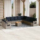 vidaXL 12-piece Garden Lounge Set with Cushions Black Poly Rattan