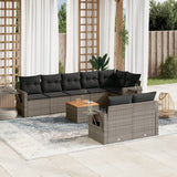 vidaXL 9-piece Poly Rattan Lounge Set with Cushions Black