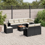vidaXL 9-piece Poly Rattan Lounge Set with Cushions Black