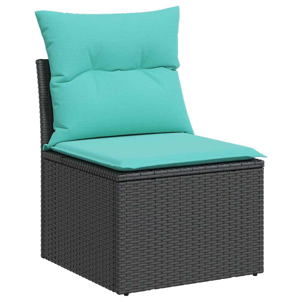 vidaXL 9-delige tuinbankset met kussens van zwart polyrotan
