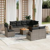 vidaXL 9-piece Poly Rattan Lounge Set with Cushions Black