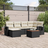 vidaXL 7-delige Loungeset met kussens poly rattan zwart