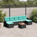 vidaXL 8-delige tuinbankset met kussens, zwart polyrotan