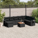vidaXL 9-delige Loungeset met kussens poly rattan zwart