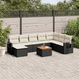 vidaXL 9-piece Poly Rattan Lounge Set with Cushions Black