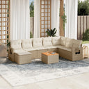 vidaXL 9-delige Loungeset met kussens poly rattan zwart
