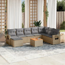 vidaXL 9-delige Loungeset met kussens poly rattan zwart