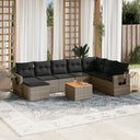 vidaXL 9-delige Loungeset met kussens poly rattan zwart
