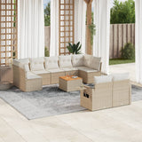 vidaXL 10-delige Loungeset met kussens poly rattan zwart