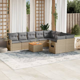 vidaXL 10-delige Loungeset met kussens poly rattan zwart