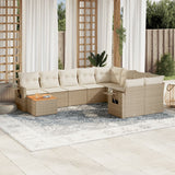 vidaXL 10-delige Loungeset met kussens poly rattan zwart
