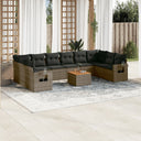 vidaXL 11-delige Loungeset met kussens poly rattan zwart