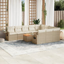 vidaXL 11-delige Loungeset met kussens poly rattan zwart