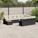 vidaXL 11-Piece Lounge Set with Cushions Poly Rattan Black
