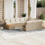 vidaXL 11-Piece Lounge Set with Cushions Poly Rattan Black
