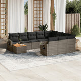 vidaXL 11-Piece Lounge Set with Cushions Poly Rattan Black