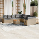 vidaXL 11-Piece Lounge Set with Cushions Poly Rattan Black