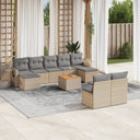 vidaXL 10-delige Loungeset met kussens poly rattan zwart