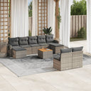 vidaXL 10-delige Loungeset met kussens poly rattan zwart