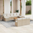vidaXL 11-delige Loungeset met kussens poly rattan zwart