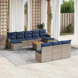 vidaXL 11-Piece Garden Lounge Set with Cushions, Black Poly Rattan