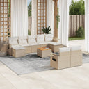 vidaXL 10-delige Loungeset met kussens poly rattan zwart