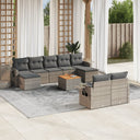 vidaXL 10-delige Loungeset met kussens poly rattan zwart