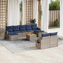 vidaXL 10-piece Garden Sofa Set with Cushions Black Poly Rattan