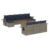vidaXL 11-delige tuinbankset met kussens, zwart polyrotan