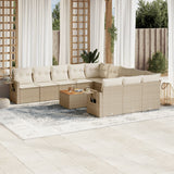 vidaXL 12-delige Loungeset met kussens poly rattan zwart