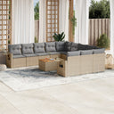 vidaXL 12-delige Loungeset met kussens poly rattan zwart