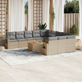 vidaXL 12-delige Loungeset met kussens poly rattan zwart