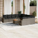 vidaXL 12-delige Loungeset met kussens poly rattan zwart