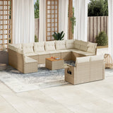 vidaXL 13-delige Loungeset met kussens poly rattan zwart