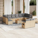 vidaXL 13-delige Loungeset met kussens poly rattan zwart
