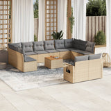 vidaXL 13-delige Loungeset met kussens poly rattan zwart