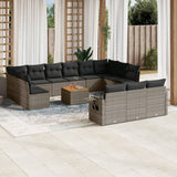 vidaXL 14-delige Loungeset met kussens poly rattan zwart