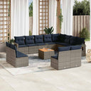 vidaXL 13-piece Garden Sofa Set with Cushions Black Poly Rattan