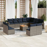 vidaXL 13-piece Garden Sofa Set with Cushions Black Poly Rattan