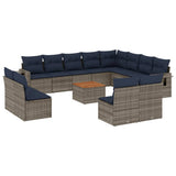 vidaXL 13-piece Garden Sofa Set with Cushions Black Poly Rattan